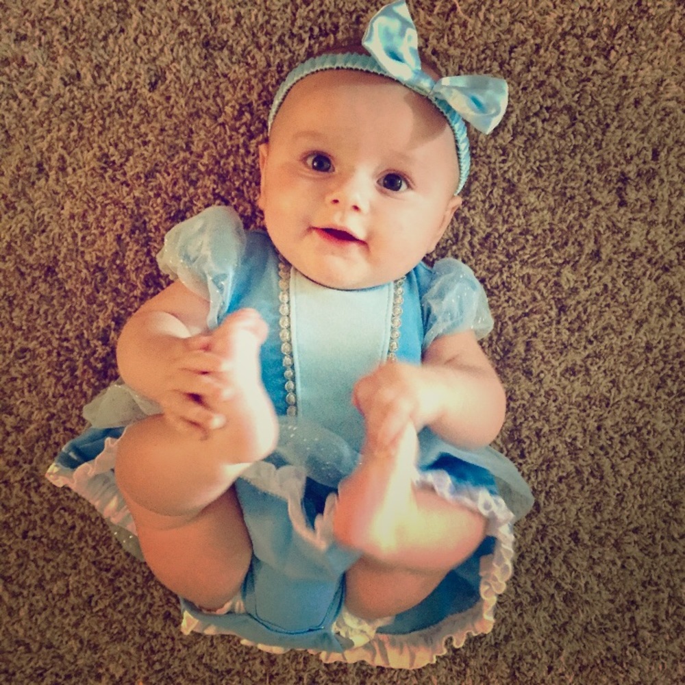 3-6 month Cinderella onesie with Bow